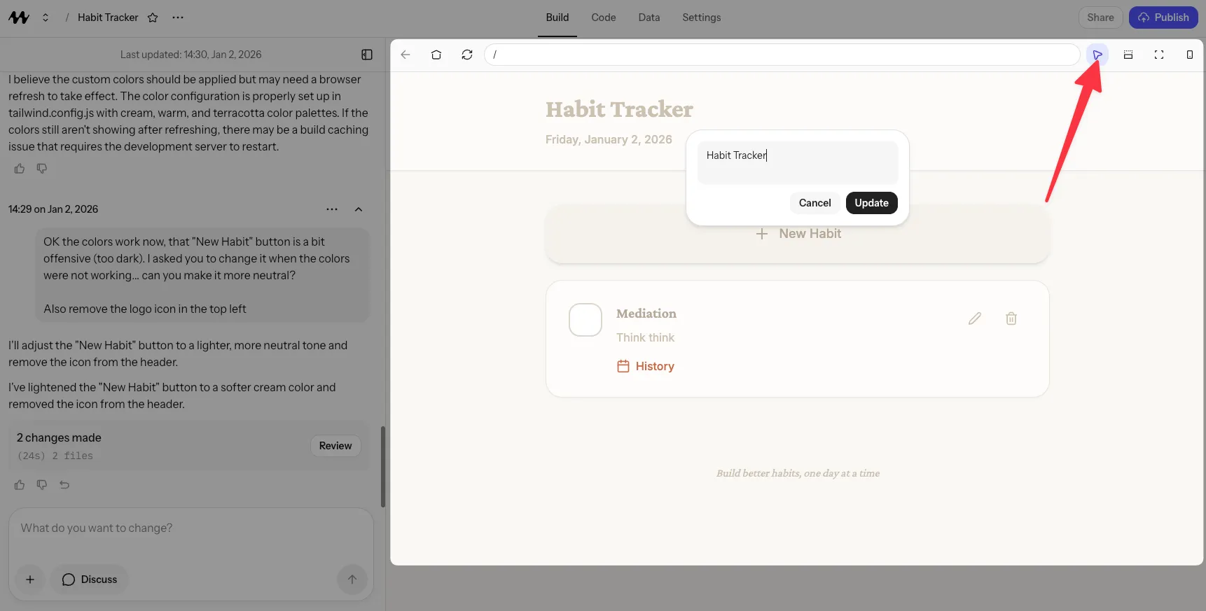 Direct Edit Mode interface