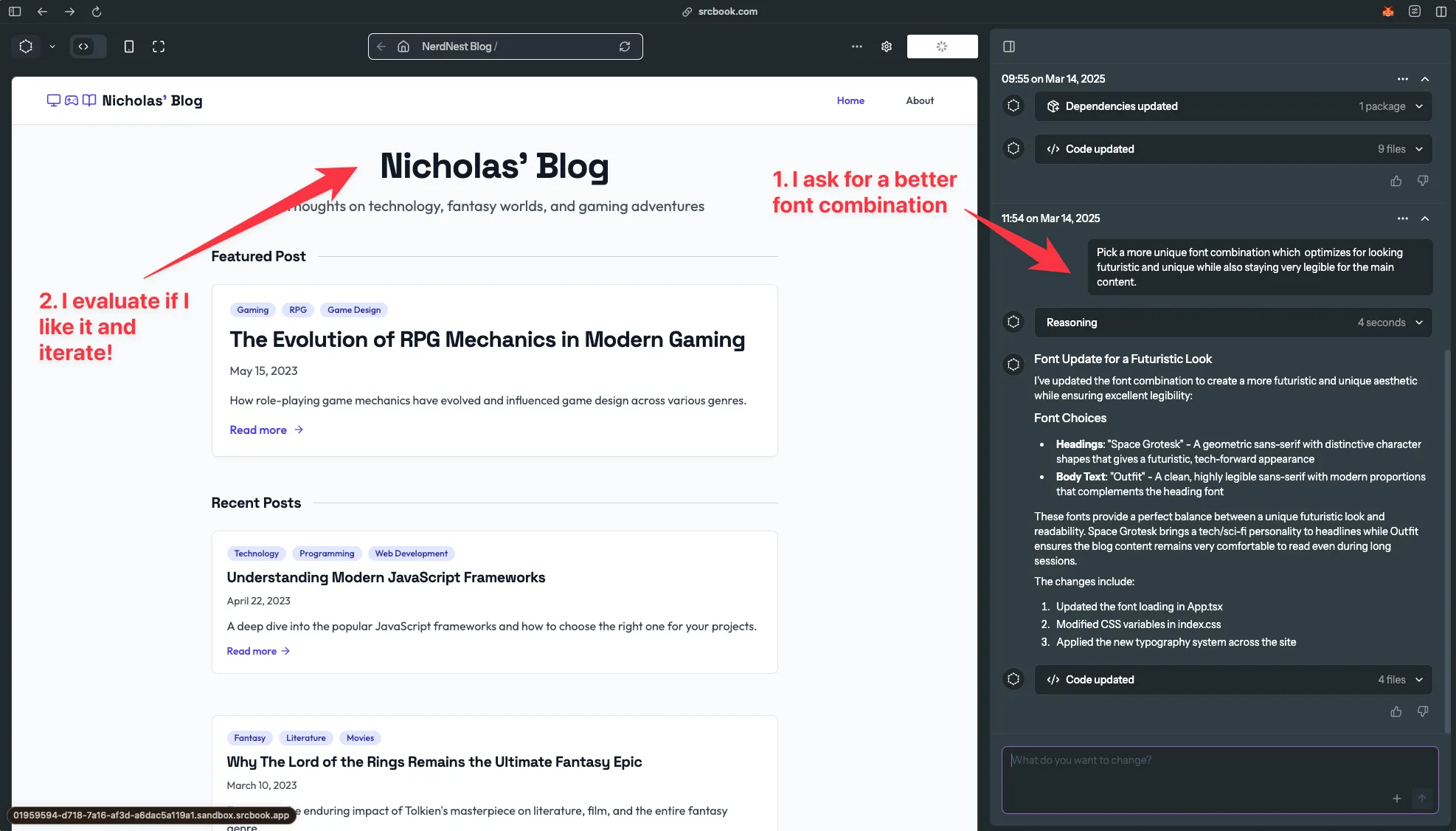 After I asked the AI to improve the fonts to be more unique and futuristic