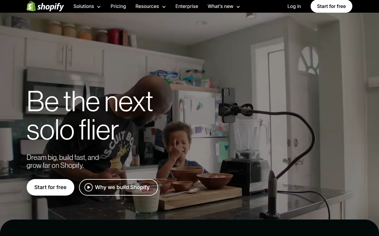 Shopify e-commerce platform homepage